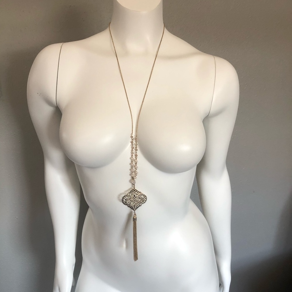 Beautiful gold chained, pink beaded necklace